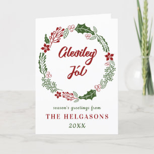 Isländisch Merry Christmas, Gleðileg jól, Custom Feiertagskarte