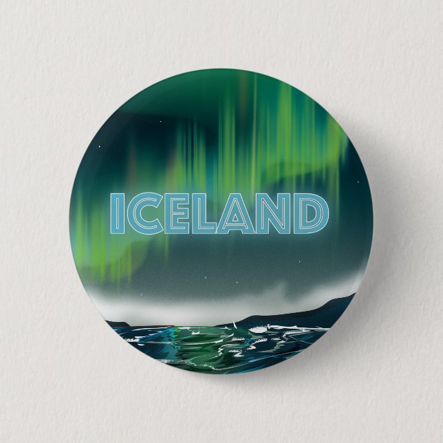 Isländisch Nord Lights Reisemusik Button (Vorderseite)