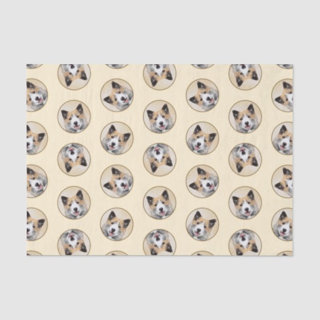 Isländisch Sheepdog Malerei Tan Original Dog Art Seidenpapier (Vorderseite)