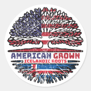 Isländische amerikanische Tree Roots Flag Runder Aufkleber