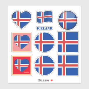 Isländische Aufkleber und isländische Flagge, Herz