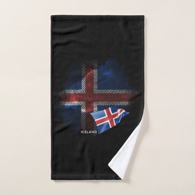 Isländische Flagge Badhandtuch Set (Handtuch)