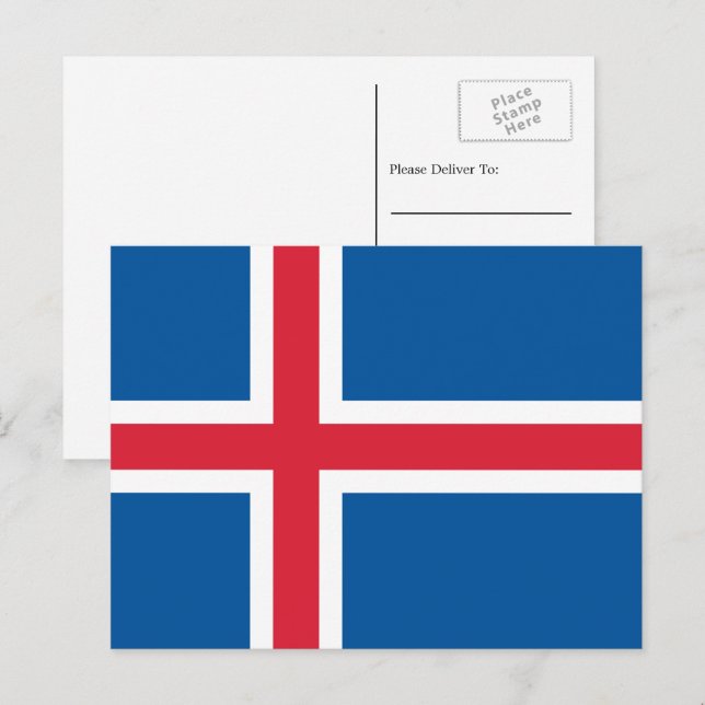 Isländische Flagge, Flagge Islands Postkarte (Vorne/Hinten)