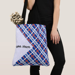 Isländische Flagge gekachelt schwarze Personalisie Tasche