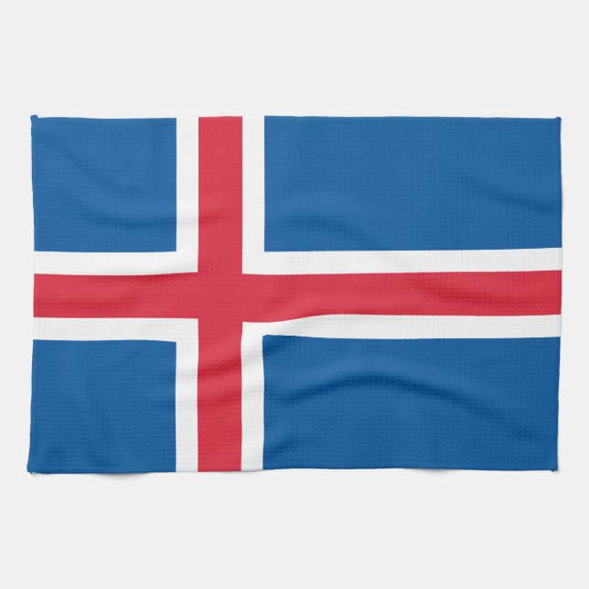 Isländische Flagge Geschirrtuch (Horizontal)