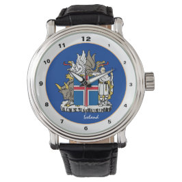 Isländische Flagge & Island-Emblem-Mode /Design Armbanduhr