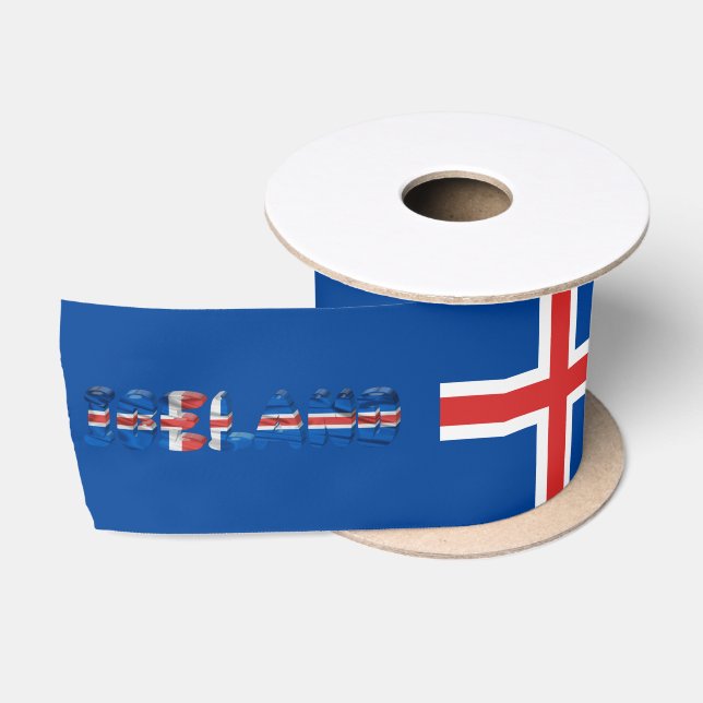 isländische Flagge Satinband (Spule)