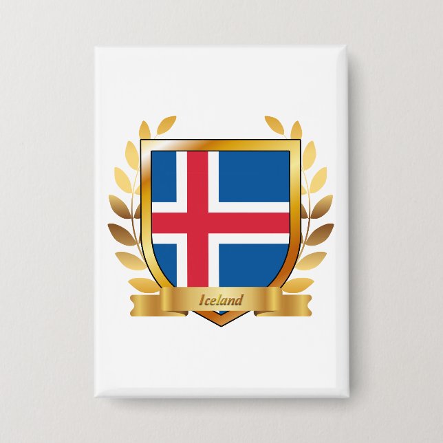 Isländische Flagge Schild Button (Vorderseite)