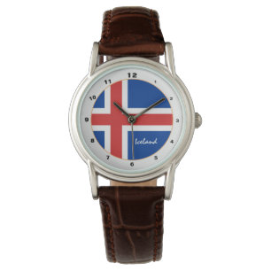 Isländische Flagge und trendige Island-Mode /Desi Armbanduhr