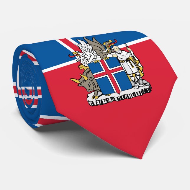 Isländische Flagge und Wappen, Flagge Islands Krawatte (Gerollt)
