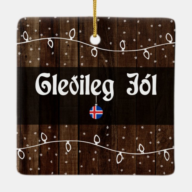 Isländische frohe Weihnachten, Gleðileg jól Keramikornament (Rückseite)