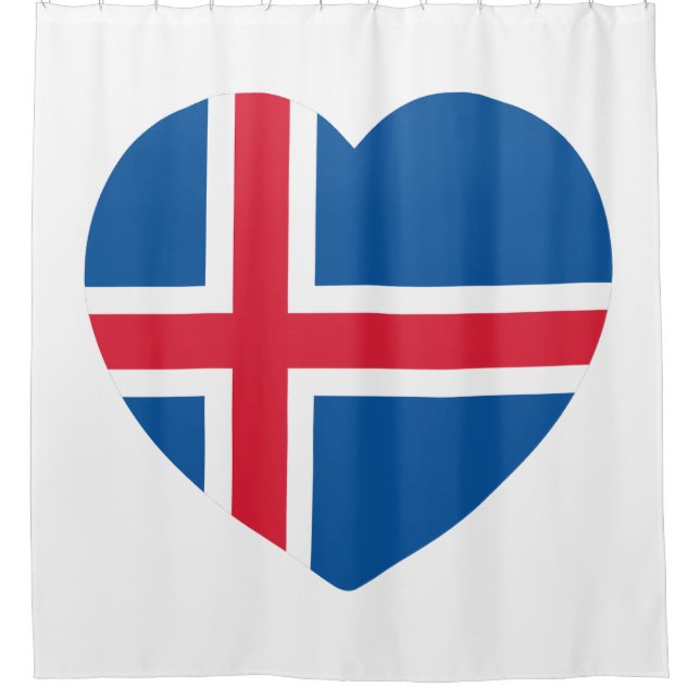 Isländische Herzenflagge Duschvorhang (Vorderseite)