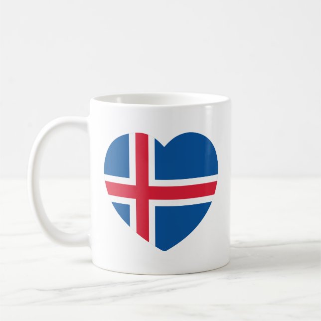 Isländische Herzenflagge Kaffeetasse (Links)