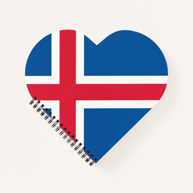 Isländische Herzenflagge Notizbuch (Vorderseite)