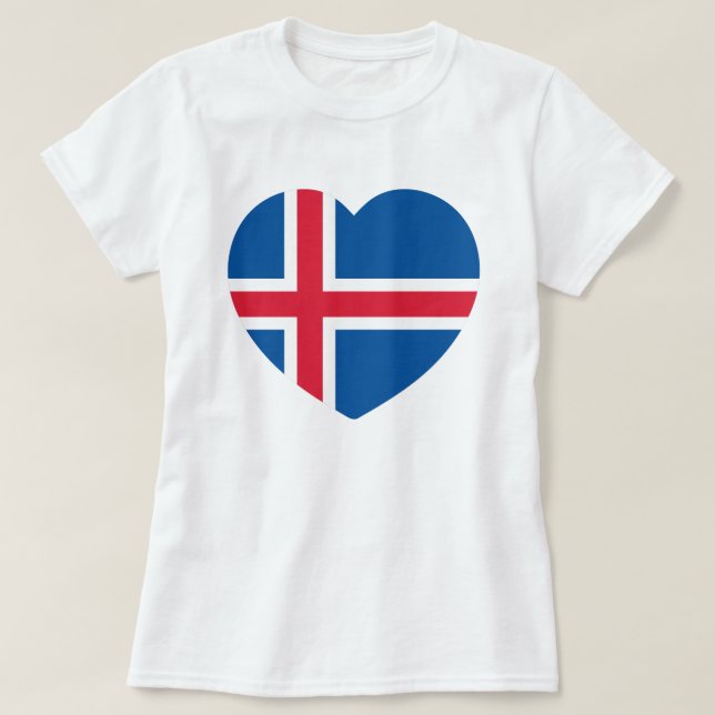 Isländische Herzenflagge T-Shirt (Design vorne)
