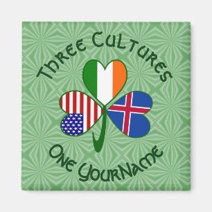 Isländische Irisch Amerikanische Flaggen Kleeblatt Magnet