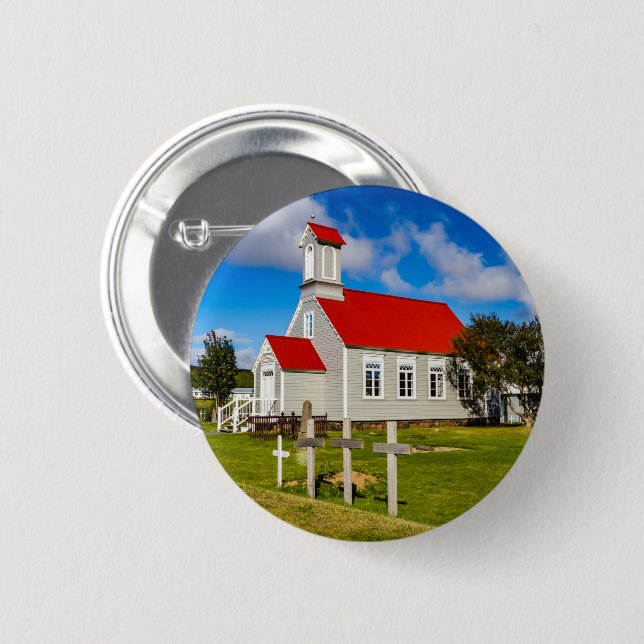 Isländische Kirche Button (Vorne & Hinten)