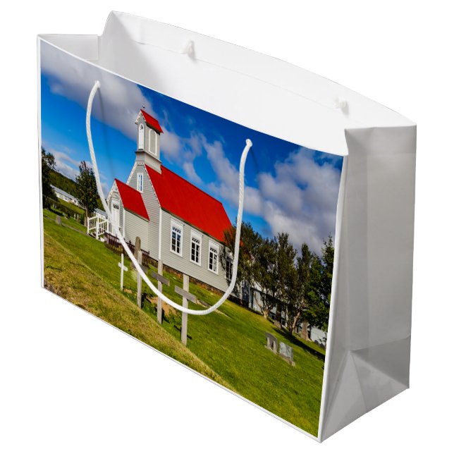 Isländische Kirche Große Geschenktüte (Rückseite Schrägansicht)
