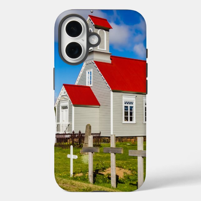 Isländische Kirche iPhone 16 Hülle (Rückseite)