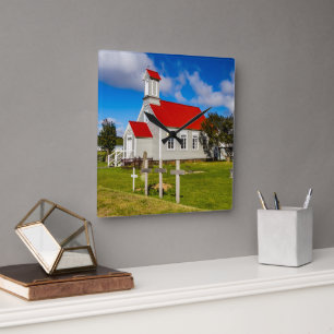 Isländische Kirche Quadratische Wanduhr