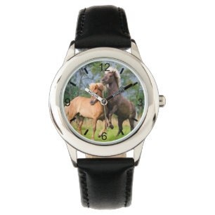 Isländische Pferde Funny Play Rearing - Wählscheib Armbanduhr