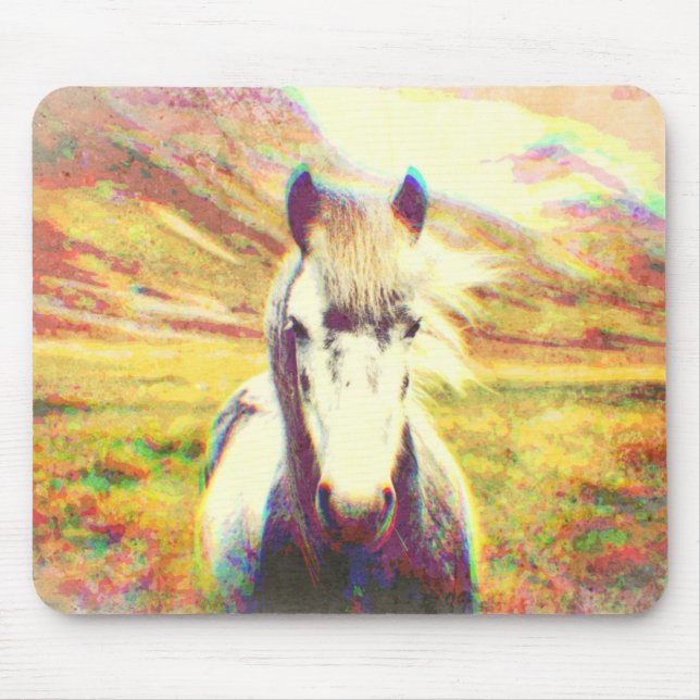 Isländische Pferdekunst Mousepad (Vorne)