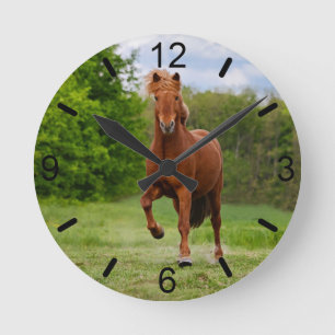Isländische Pony am Tölt Funny Horse - Wählscheibe Runde Wanduhr
