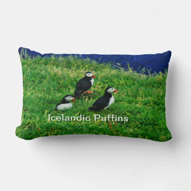 Isländische Puffen im Sommer Lendenkissen (Vorderseite)