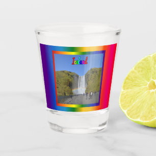 Isländische Regenbogenwasserfall Schnapsglas