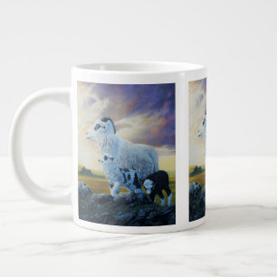 Isländische Schafe, Schafe und Lämmer, Sonnenauf Jumbo-Tasse