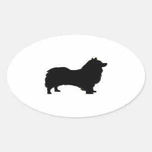 isländische Schäferhund-Silhouette Ovaler Aufkleber