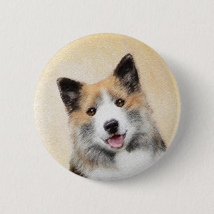 Isländische Sheepdog-Malerei - Original Dog Art Button