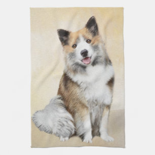 Isländische Sheepdog-Malerei - Original Dog Art Geschirrtuch