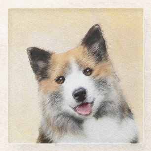 Isländische Sheepdog-Malerei - Original Dog Art Glasuntersetzer