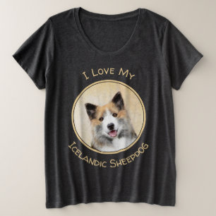 Isländische Sheepdog-Malerei - Original Dog Art Große Größe T-Shirt