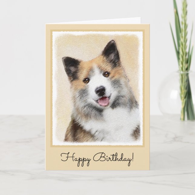 Isländische Sheepdog-Malerei - Original Dog Art Karte (Vorderseite)