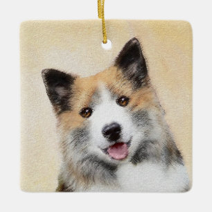 Isländische Sheepdog-Malerei - Original Dog Art Keramikornament