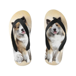 Isländische Sheepdog-Malerei - Original Dog Art Kinderbadesandalen