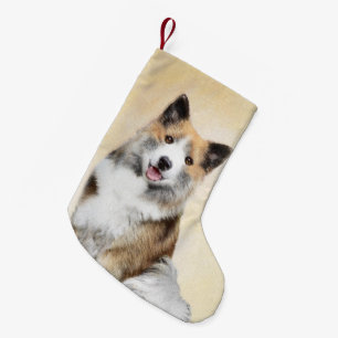 Isländische Sheepdog-Malerei - Original Dog Art Kleiner Weihnachtsstrumpf