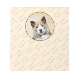 Isländische Sheepdog-Malerei - Original Dog Art Notizblock
