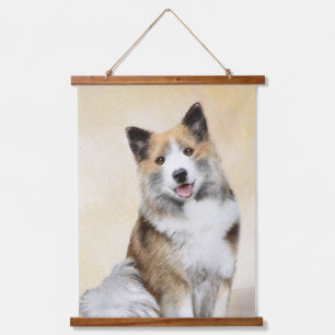 Isländische Sheepdog-Malerei - Original Dog Art Wandteppich Mit Holzrahmen