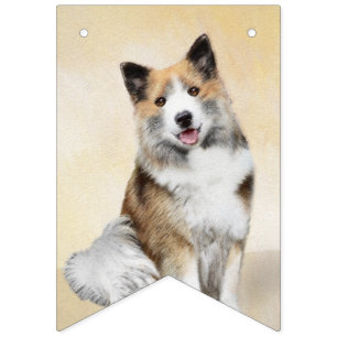 Isländische Sheepdog-Malerei - Original Dog Art Wimpelkette
