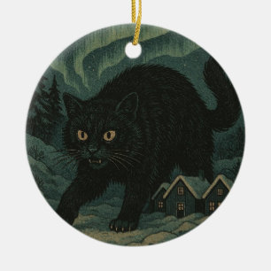 Isländische Weihnachts-Weihnachtskatze Keramik Ornament