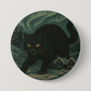 Isländische Weihnachts-Yule-Katze Button