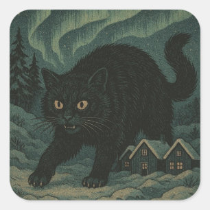 Isländische Weihnachts-Yule-Katze Quadratischer Aufkleber