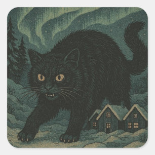 Isländische Weihnachts-Yule-Katze Quadratischer Aufkleber