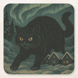 Isländische Weihnachts-Yule-Katze Rechteckiger Pappuntersetzer