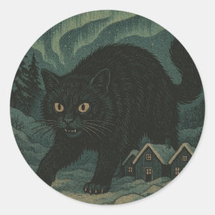 Isländische Weihnachts-Yule-Katze Runder Aufkleber