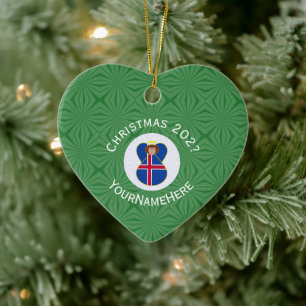 Isländischer Engel Weihnachtsflagge Personalisiert Keramik Ornament