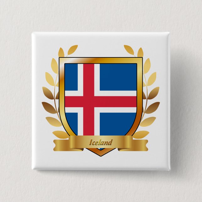 Isländischer Flaggen Schild Button (Vorderseite)